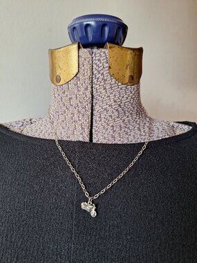 Silver Plated Motorcycle Pendant Necklace